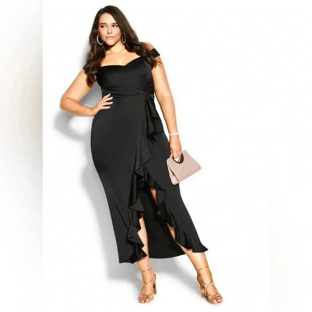 City Chic hypnotize black maxi dress size L/20 - Picture 2 of 15